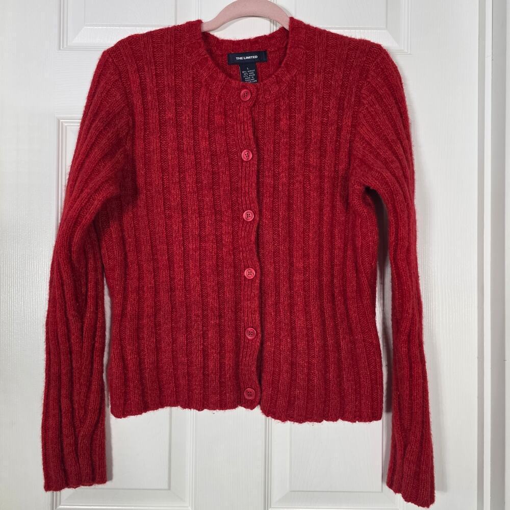 The Limited Red Cardigan Wool Blend Sweater Women's Size Large